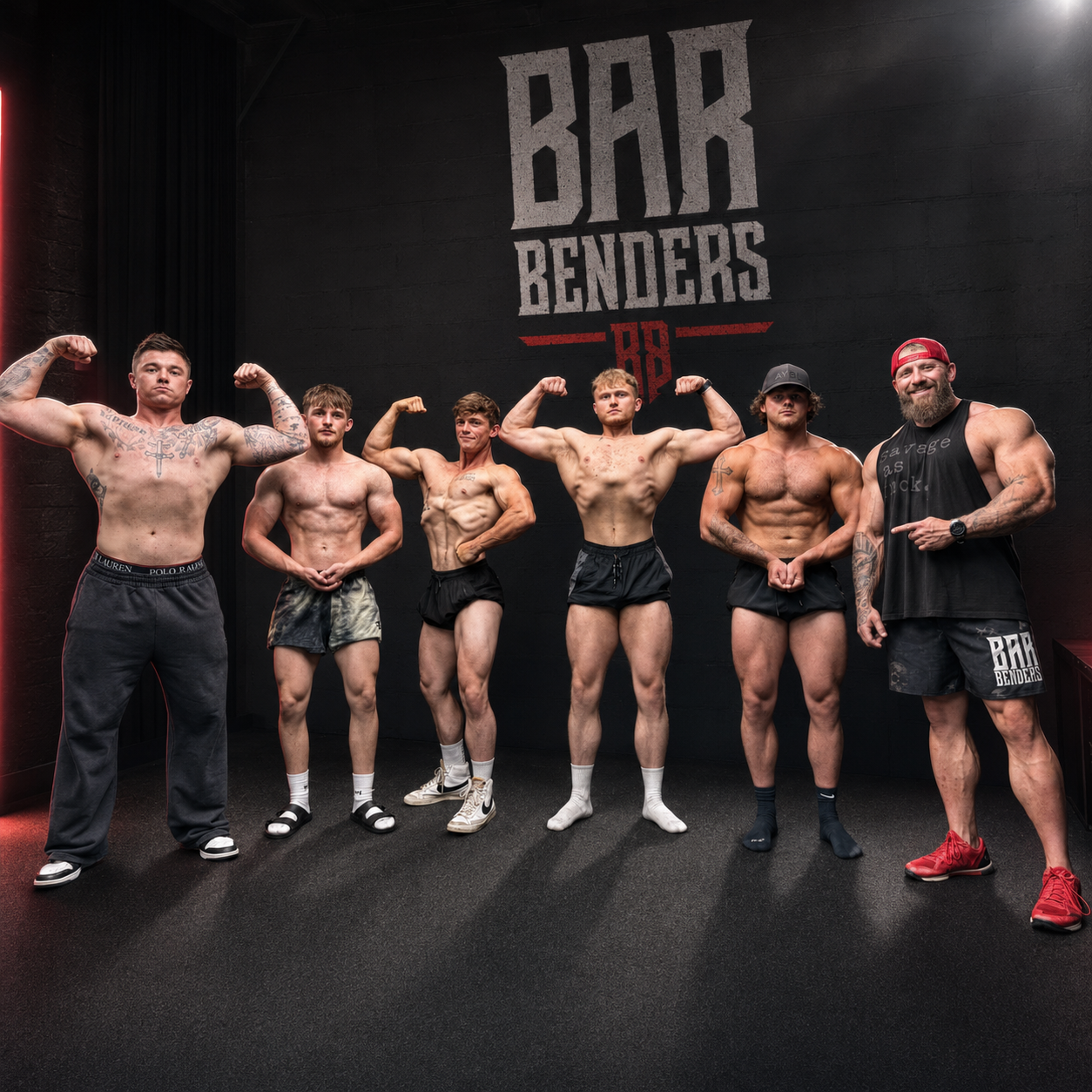 Bar Benders bodybuilding team posing together